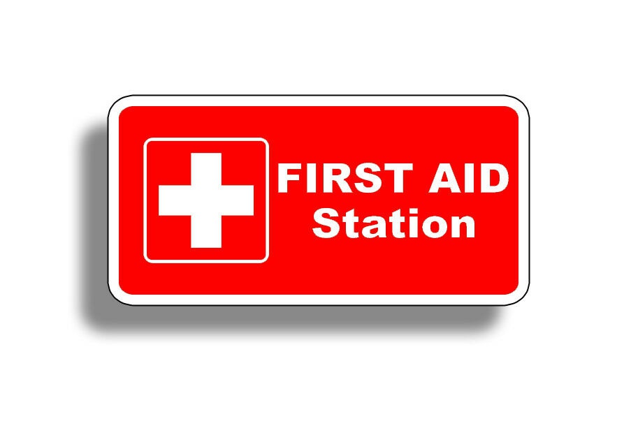 2Pcs First Aid Station Sticker Vinyl Emergency Safe Safety Decal Fire Rescue 911 1st