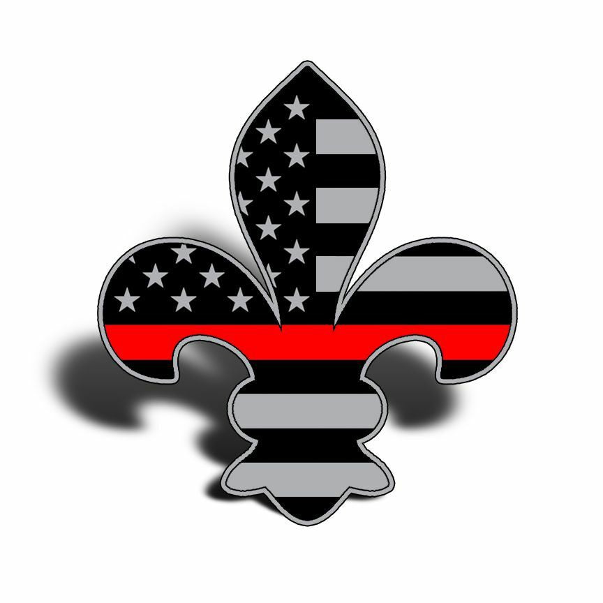 Fleur De Lis USA Flag Red Line Sticker Decal LA Louisiana Fireman Cup Car Window