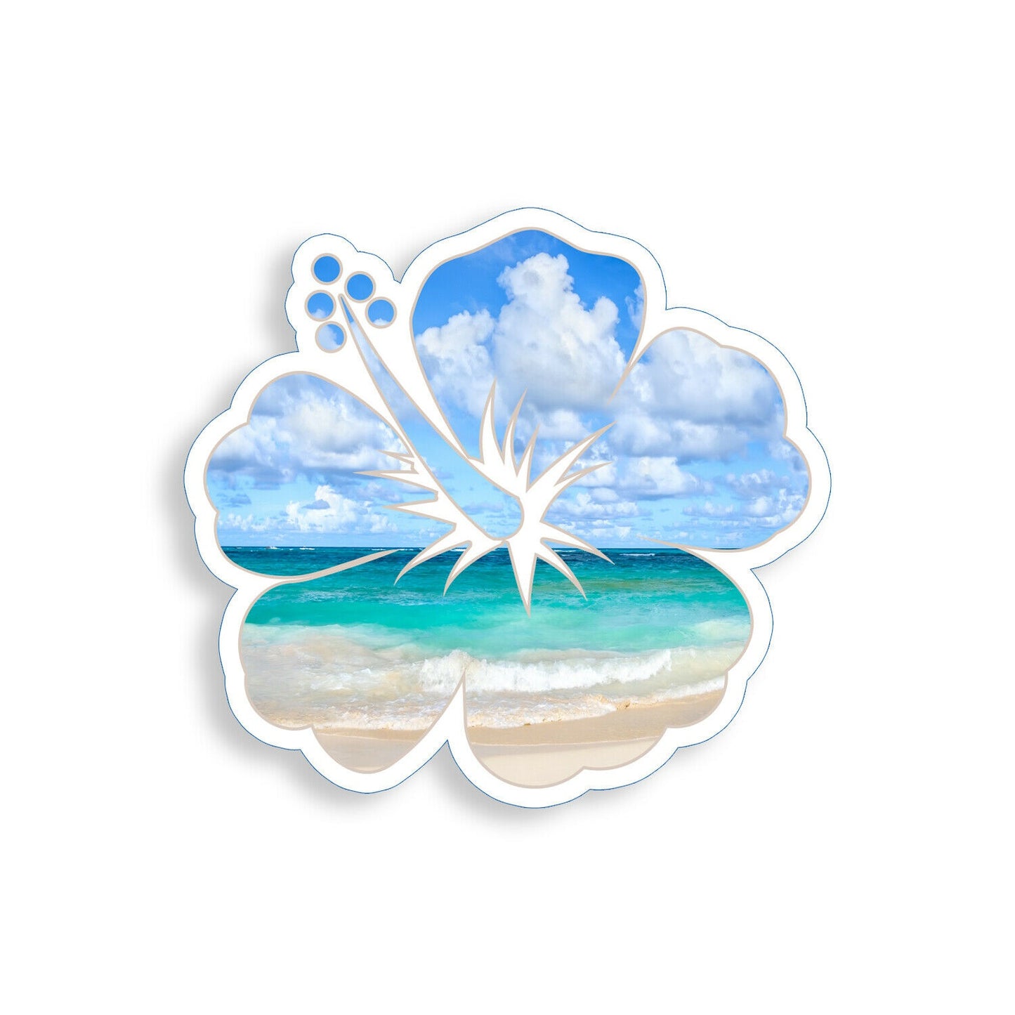 Hibiscus Flower Sticker Beach Ocean Cup Laptop Car Vehicle Window Bumper Decal