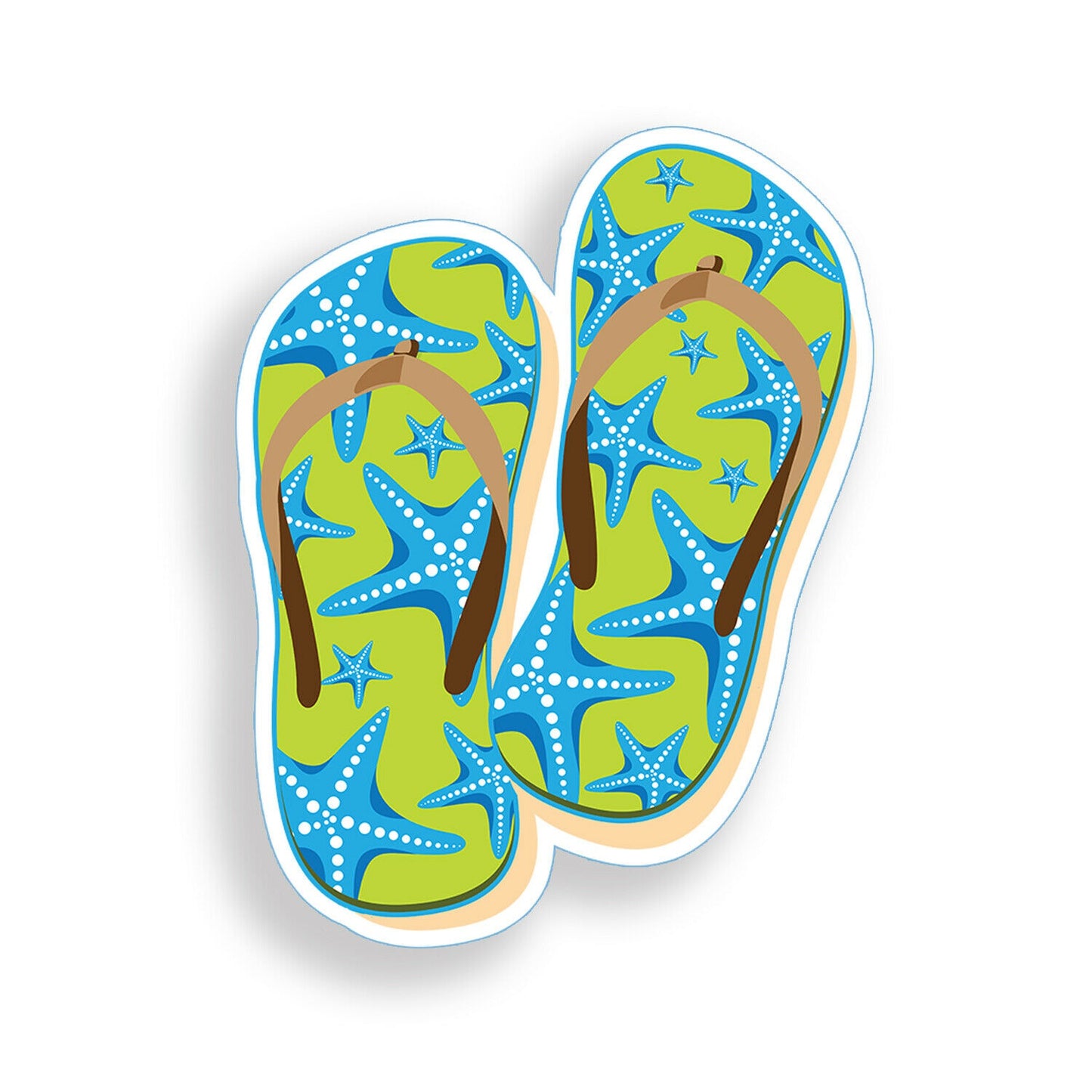 Starfish Flip Flop Sticker Laptop Beach Cooler Car Vehicle Window Bumper Decal