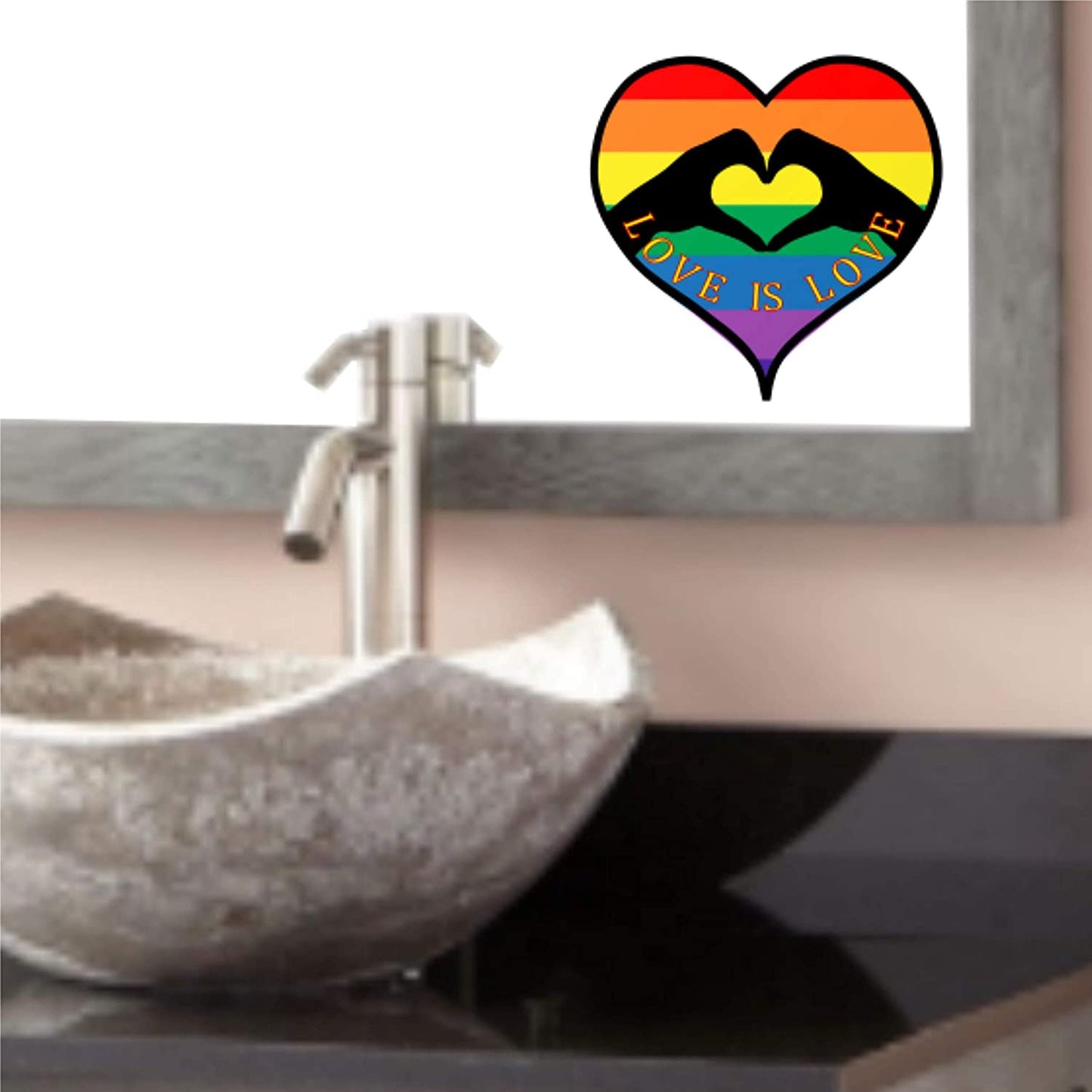 3"x3" Love is Love Rainbow Sticker Vinyl Heart Shaped Artistic Decal For Car Bumpers Computers Sticks