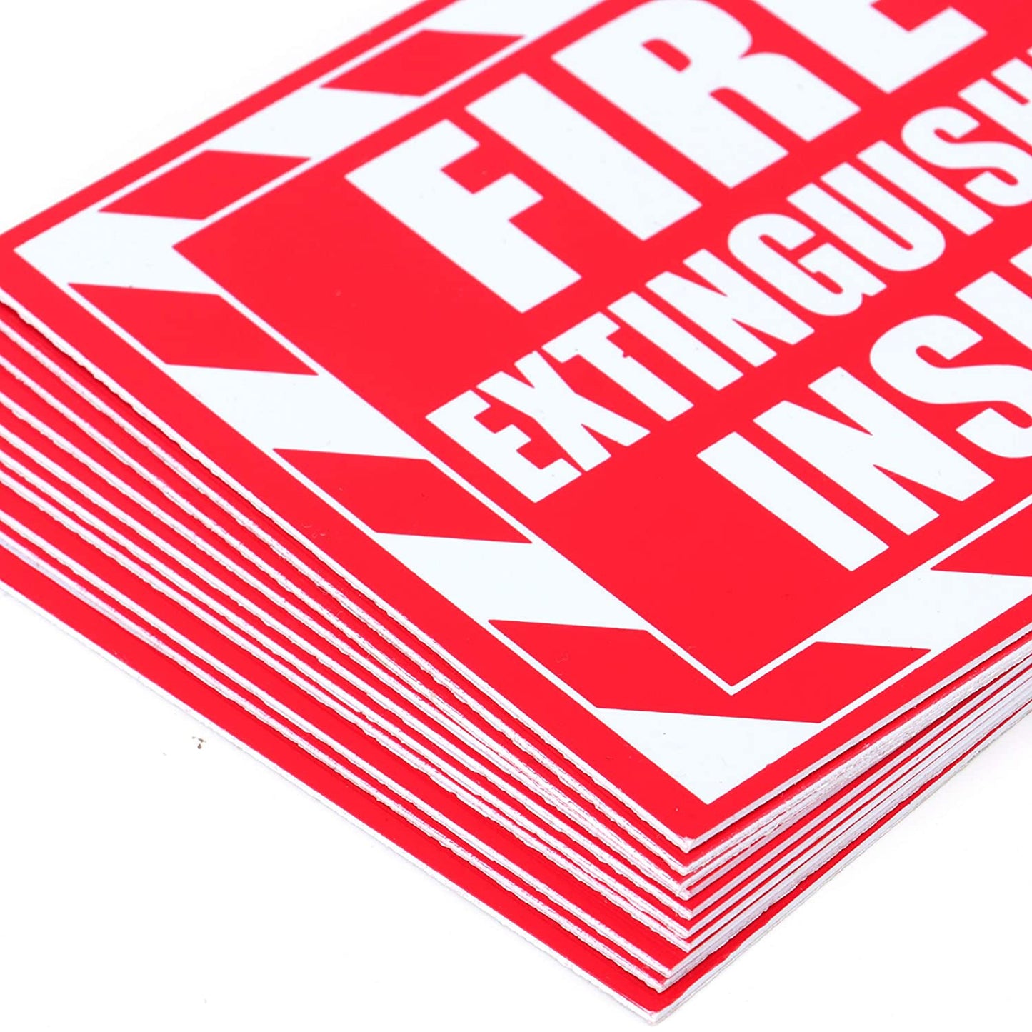 5"x4" 4 Pack Fire Extinguisher Inside Sticker Red on White