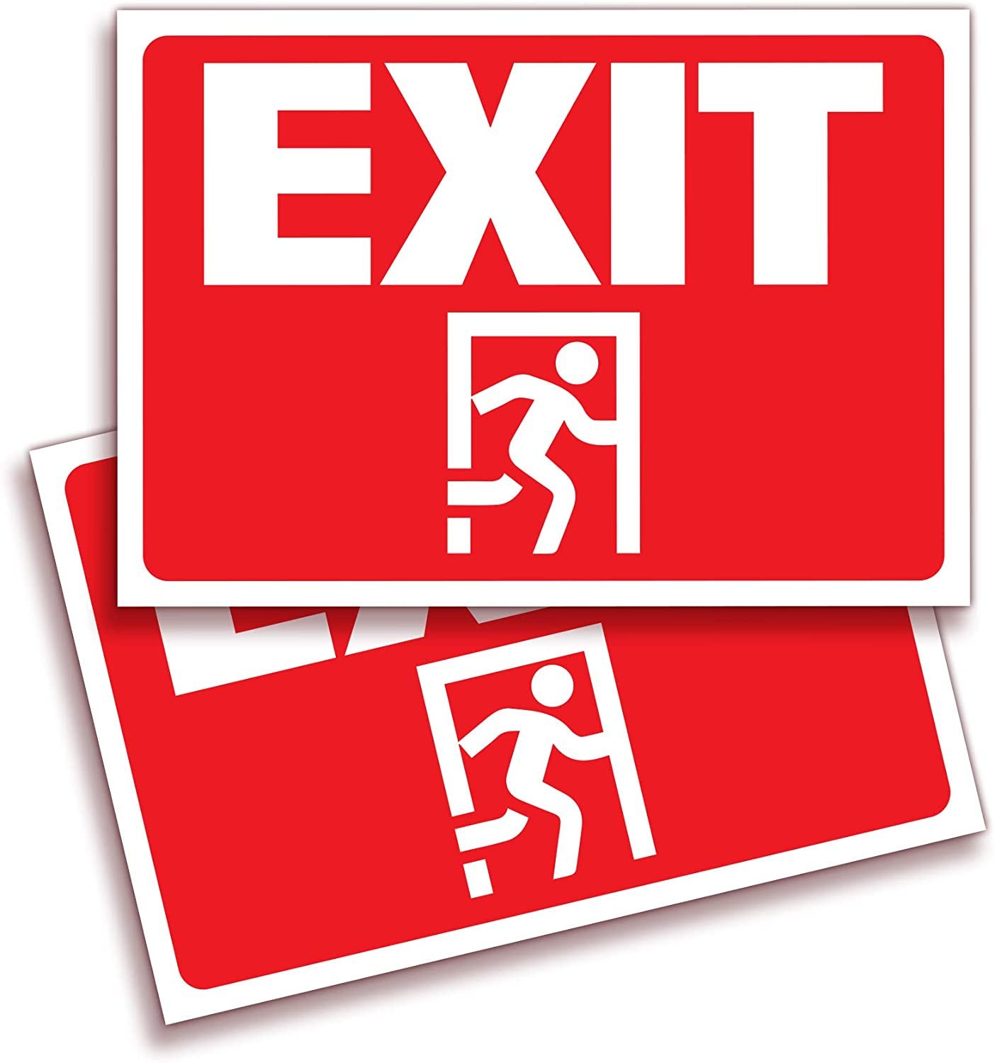 10"x7" 2Pcs Exit Signs Stickers Premium Self-Adhesive Vinyl, Indoor and Outdoor