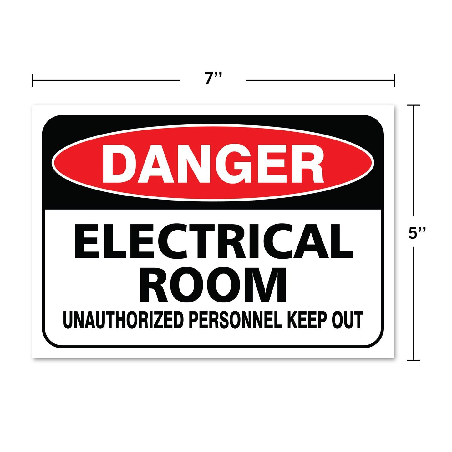 10"x7" Electrical Room Sign, Large Inch Vinyl Sticker, Indoor and Outdoor Use