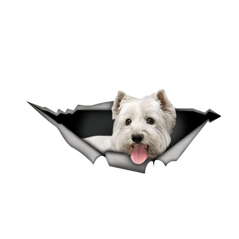 13cm*5.7cm West Highland White Terrier car sticker 3D Pet Graphic Vinyl Decal Car Window Laptop Bumper Car Stickers