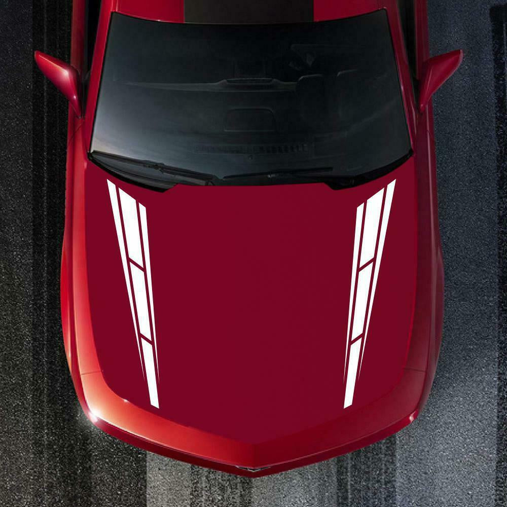 2PCS Car hood White decals sport stripes 12*80 cm graphics Vinyl Sticker Racing