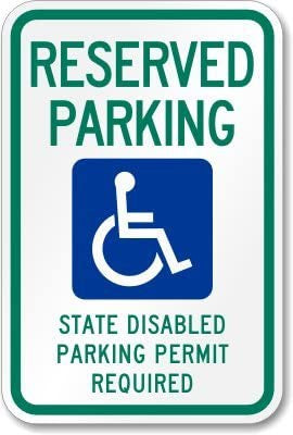 12"x18" Reserved Parking - State Disabled Parking Permit Required Sign Sticker Decal Indoor & Outdoor
