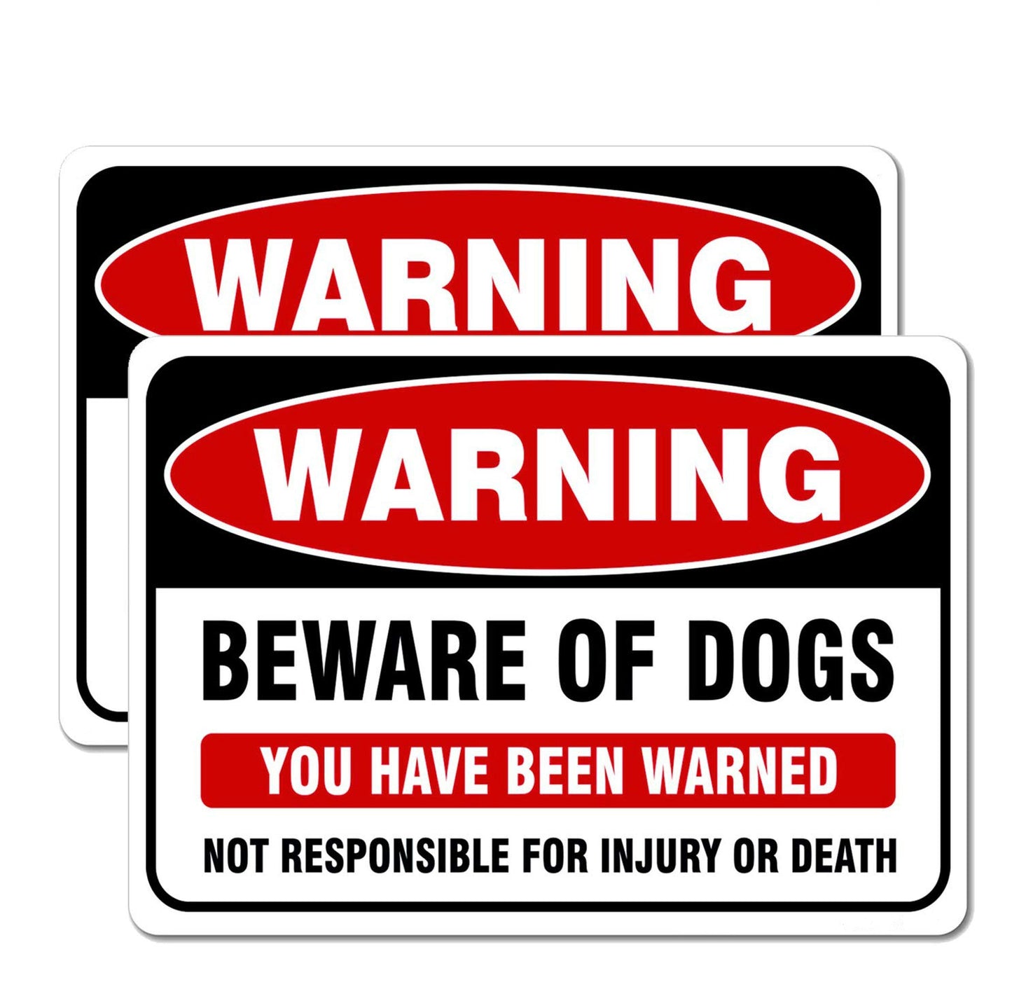 10”x7” 2Pcs Beware of Dog Sign Viny Sticker Decal