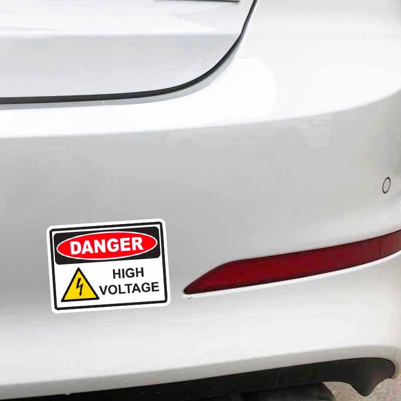 13.9CM*10CM Car Sticker Danger High Voltage Creative Funny PVC Decal