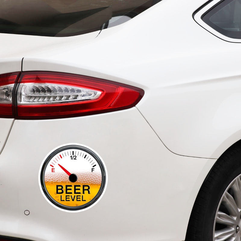 14CM*14CM Funny Beer Level Meter Gauge Decal PVC Car Sticker