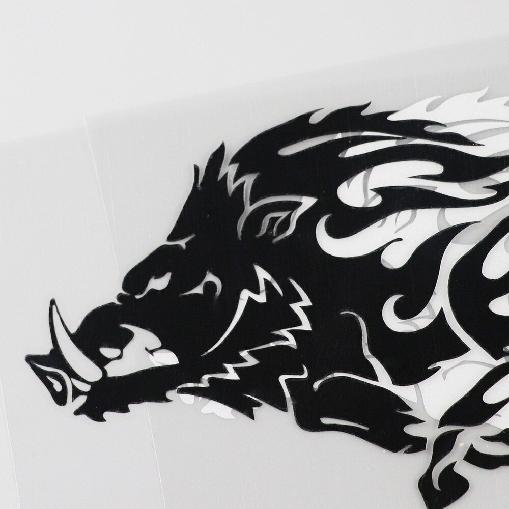 16.9CMX8.4CM Wild Boar Angry Pig Tribal Animal Vinyl Car Sticker Black /Silver 13C-0193