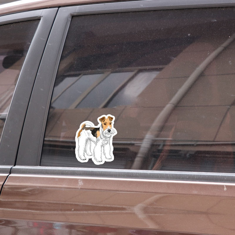 11.4*13.7CM Wire Fox Terrier Dog Car Decoration Bumper Window Sticker
