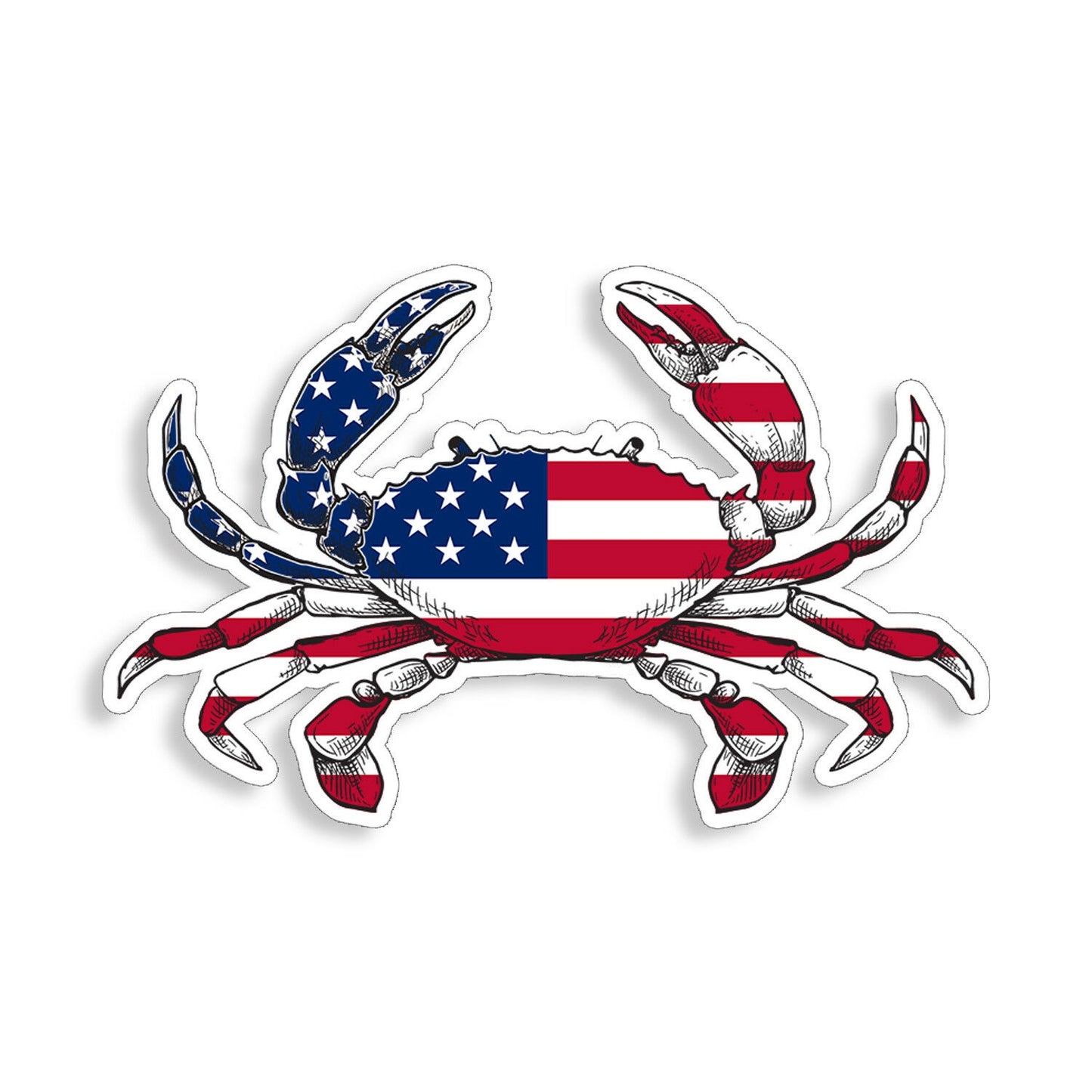 USA Crab Sticker American Flag Beach Cup Laptop Car Vehicle Window Bumper Decal