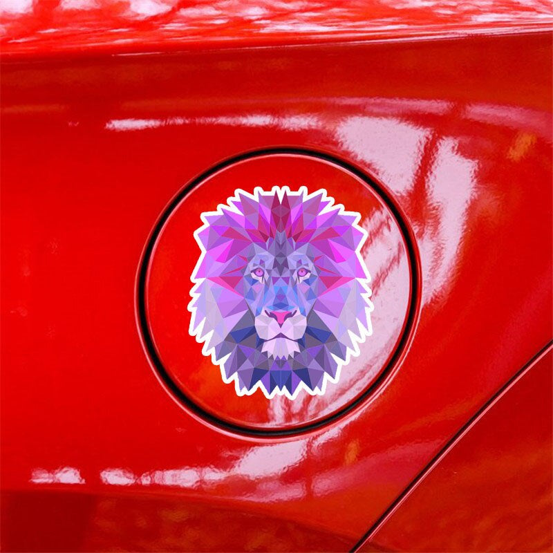 9.9*11.6CM Cartoon Purple Pink Artistic Lion Realistic Animal Car Sticker PVC Decals