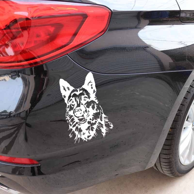 11.9X17.7CM Funny Animal Car Sticker Vinyl Decal German Shepherd Dog Black/Silver C24-1596