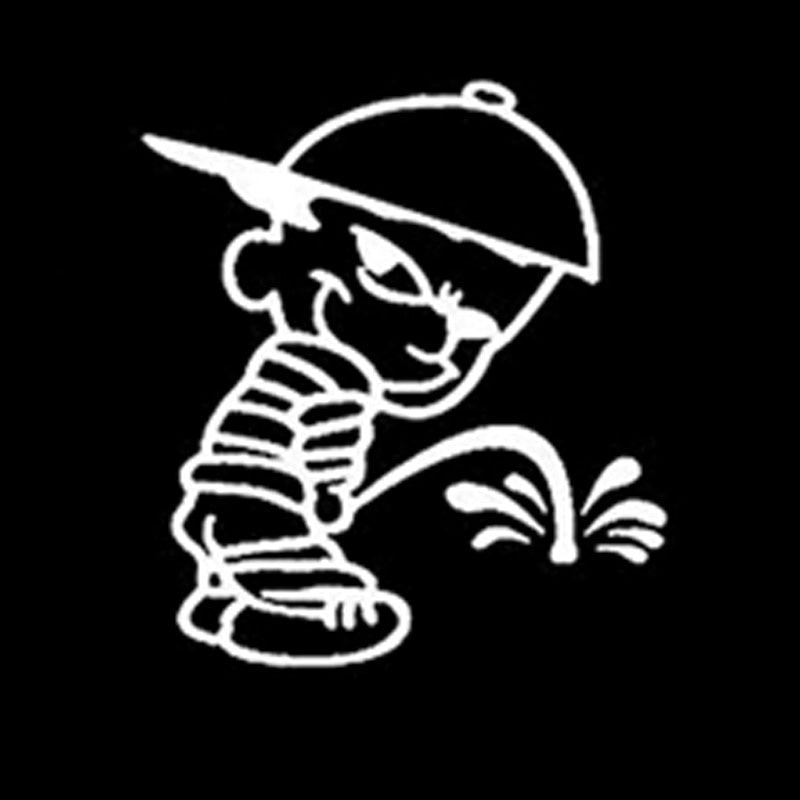 13.9cm*15.5cm Peeing On Haters Boy Funny Vinyl Decals Car Stickers Black/Silver Accessories S6-3314