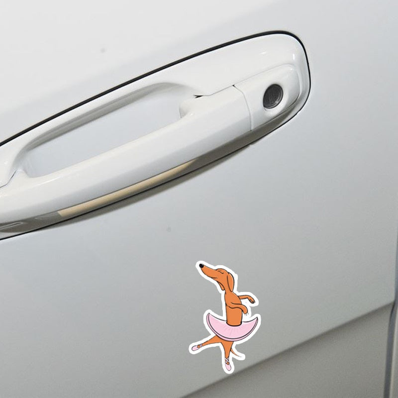 8.9*14.2CM Dachshund Dog Ballerina Car Bumper Window Decoration Car Sticker