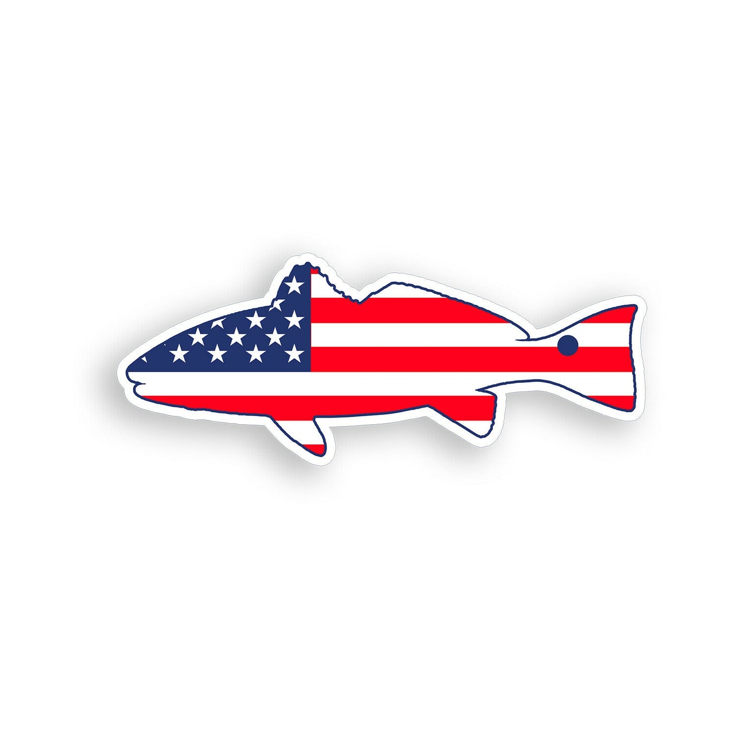 Redfish Red Fish Sticker USA US American Flag Cup Cooler Car Window Bumper Decal