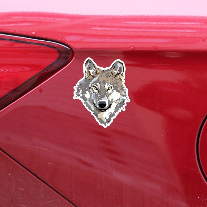 14CM*17CM Personalized Animal Wolf Head Fashion PVC Car Sticker Decal