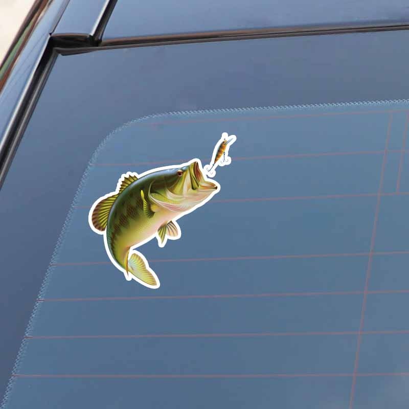 12.5CM*13CM Fun Cartoon Big Fish Eats Small Fish PVC Car Sticker Decal
