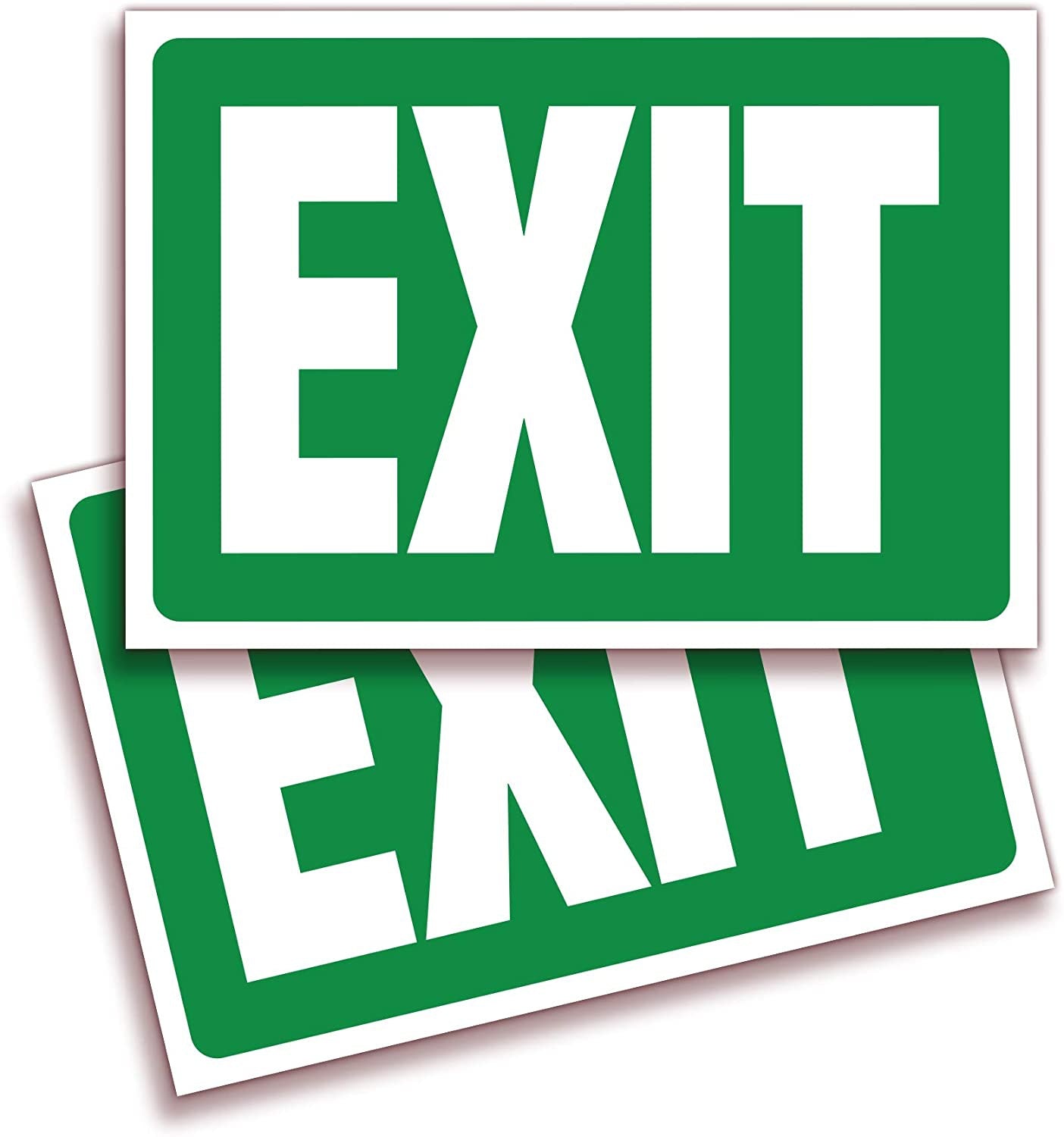 10"x7" 2 Pack Exit Signs Stickers Indoor and Outdoor