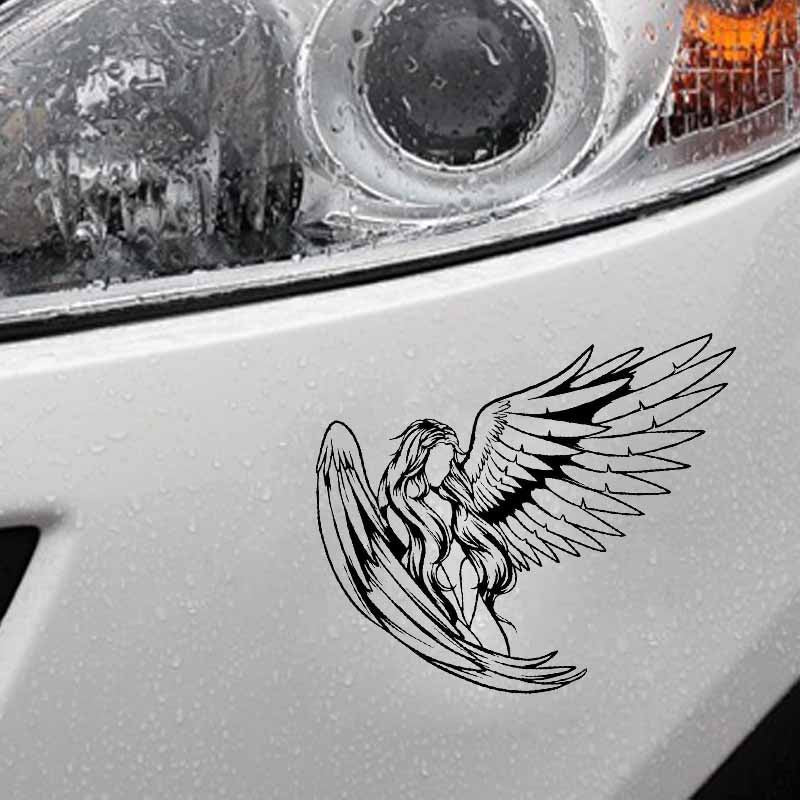 18.8*14.4CM Elegant Gorgeous Girl Warrior Angel Car Sticker Silhoutte Design Decal Black/Silver Covering The Body C20-1508