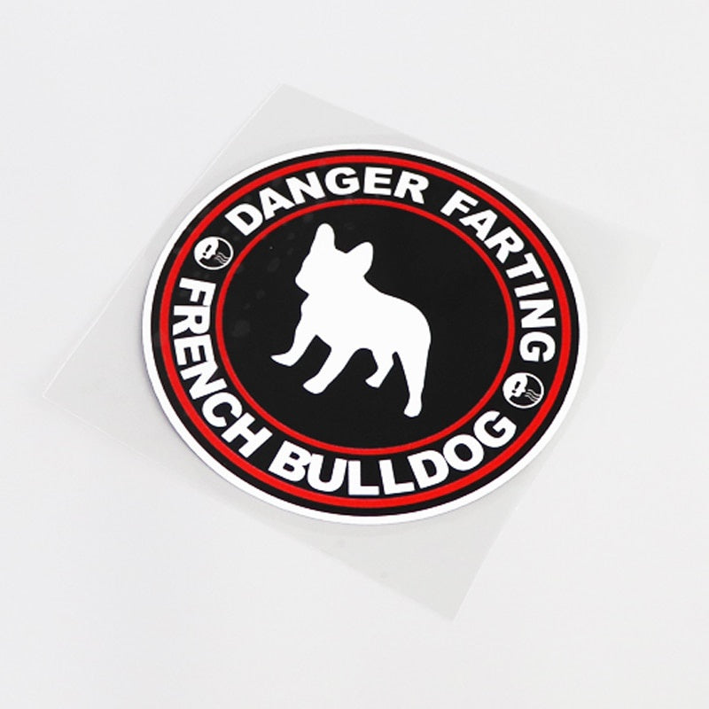 11.5CM*11.5CM Fashion DANGER FARTING FRENCH BULLDOG Decal Car Sticker PVC