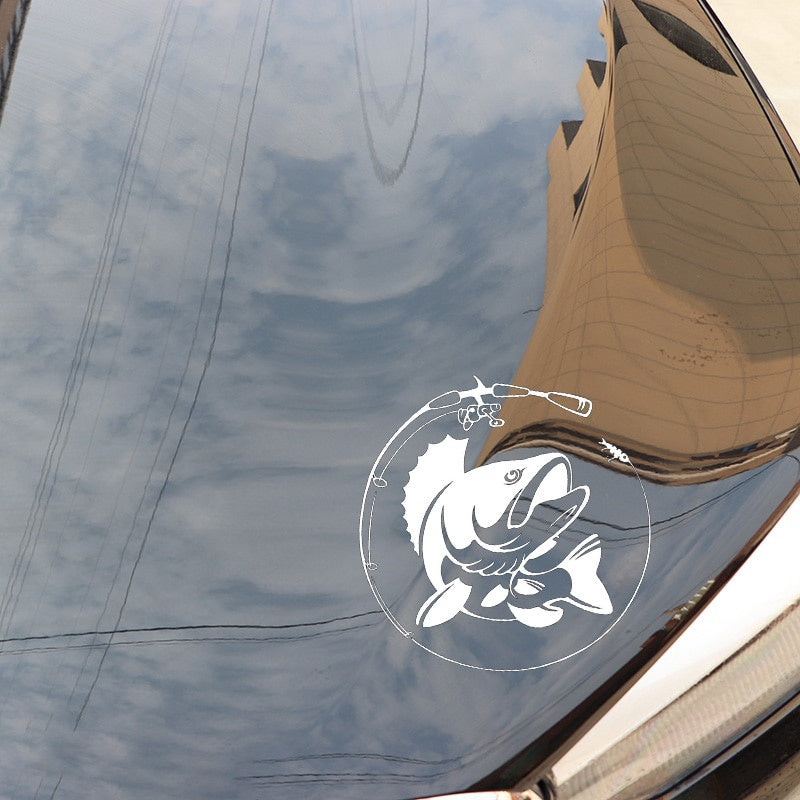 14.1CM*14.3CM Fishing Rod Hobby Fish Vinyl Car Sticker S9-0145
