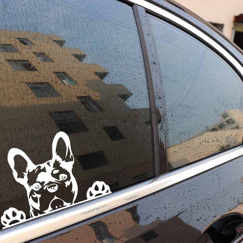 15.6X10.4CM Creative Vinyl Car Sticker Paws up French Bulldog Frenchie Bully Dog Decal Black/Silver C24-1573