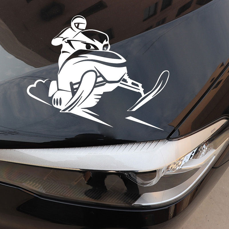 17.4CM*13.9CM Snowmobile Rider Vinyl Car Body Stickers Funny Car Styling Window Accessories Black/Silver C31-0520