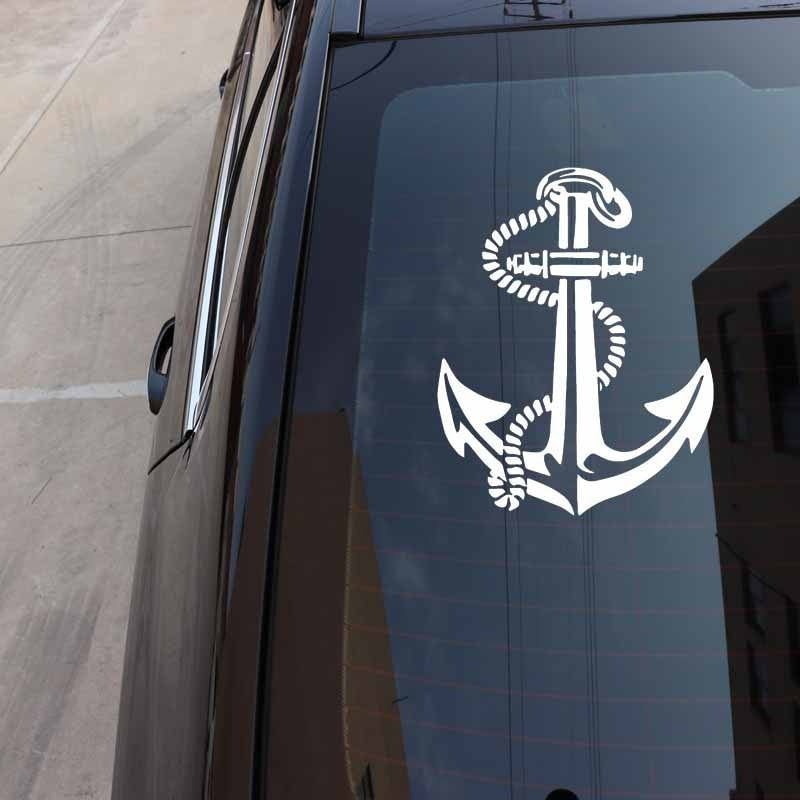 12CM*15.2CM Ship Boat Anchor Rope Delicate Seaman Travel Vinly Decal Nice Car Sticker Black/Silver C27-0594