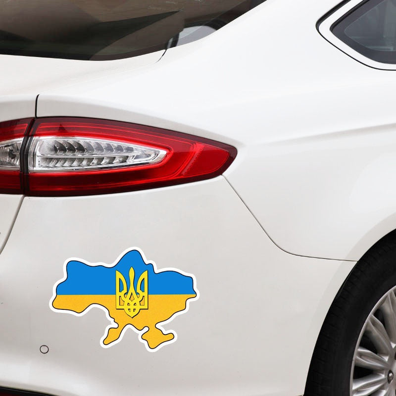 14.9CM*10.3CM Ukraine Flag Trident Car Sticker Map Decal Ukrainian Car Accessories