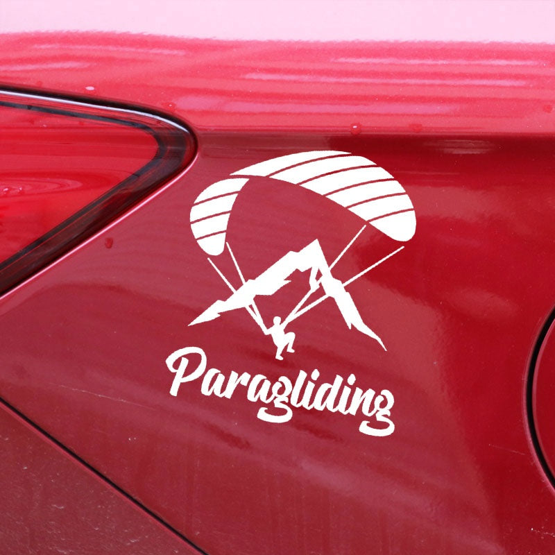 14.3CM*17.3CM Paraglider Paragliding Extreme Sport Decor Car Sticker Motorcycle Decal Black/Silver C31-0097