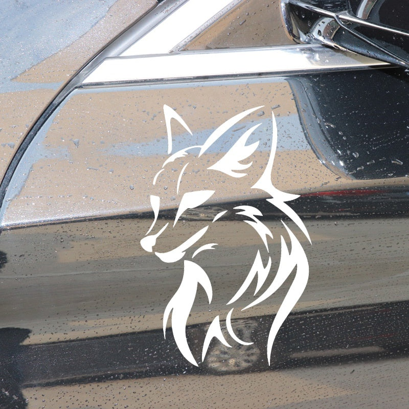 10CM*15.8CM Fox Head Creativity Decoration Car Door Car Sticker Vinyl Decal Black/Silver C4-1696