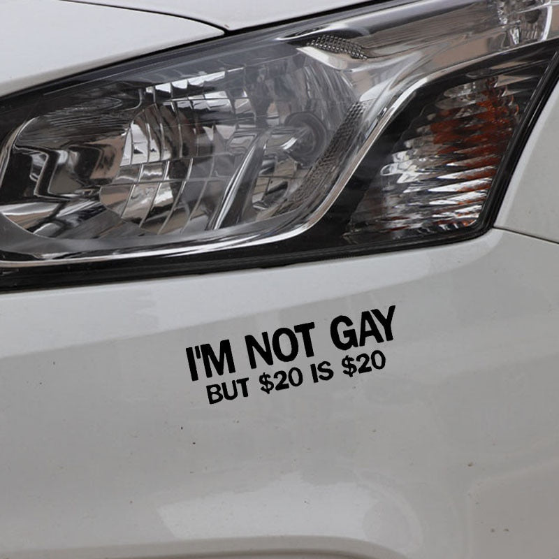 13.5X3.9CM I'M NOT GAY Funny Bumper Truck Window Car Sticker Vinyl Decal JDM Black/Silver C26-0259