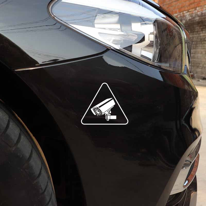 13.4CM*11.8CM Cool CCTV Warning Sign Camera Tool Vinyl Black/Silver Car Sticker C22-0899