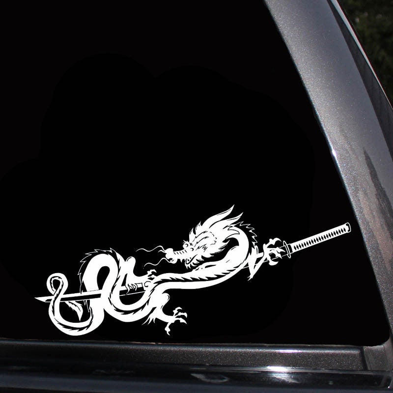 18.2*7.6CM Oem Dragon Samurai Symbol Car Sticker Decal Soldier Black/Silver Covering The Body Vinyl C21-0119