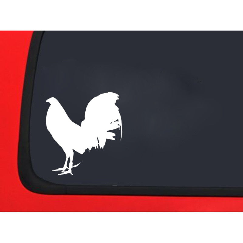 13.2CM*14.5CM Funny Animal Gamefowl Rooster Vinyl Car Sticker Decor Decal Black/Silver Accessories C11-0995