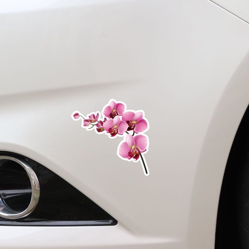 12.7*12.6CM Interesting Orchid Decor Car Stickers High Quality Personalized