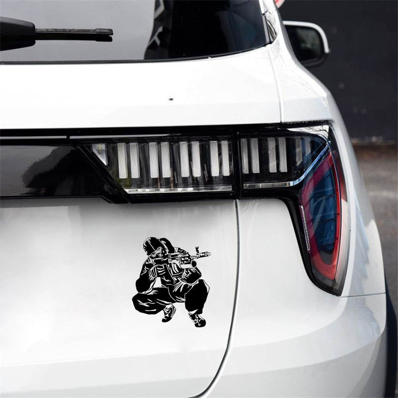 15.9*18.2CM Coolest Weapon AK-14 Combat Soldier Shooting Decoration Car Sticker Vinyl Graphic Accessories C12-0330
