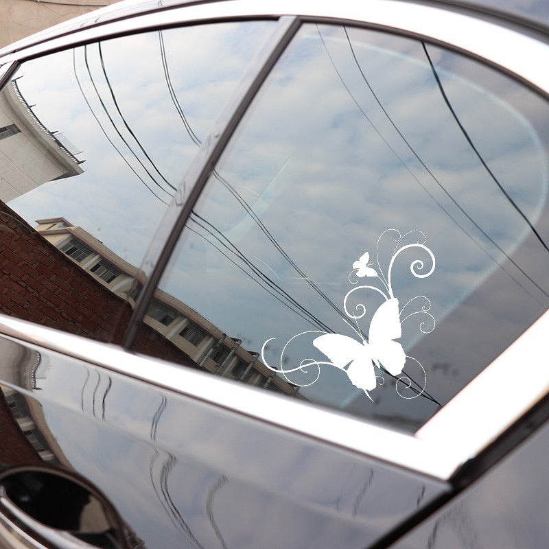 15.2cm*16.6cm Butterfly Personality Car-Styling Vinyl Stickers Decals Black/Silver S3-6072
