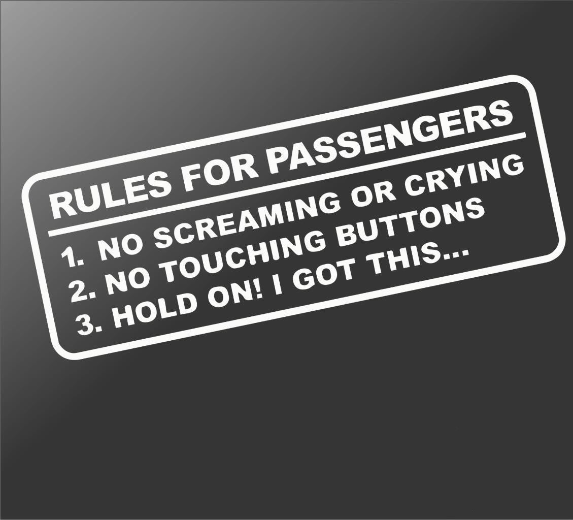 Rules For Passengers Vinyl Decal Car Sticker Funny JDM Stance Truck