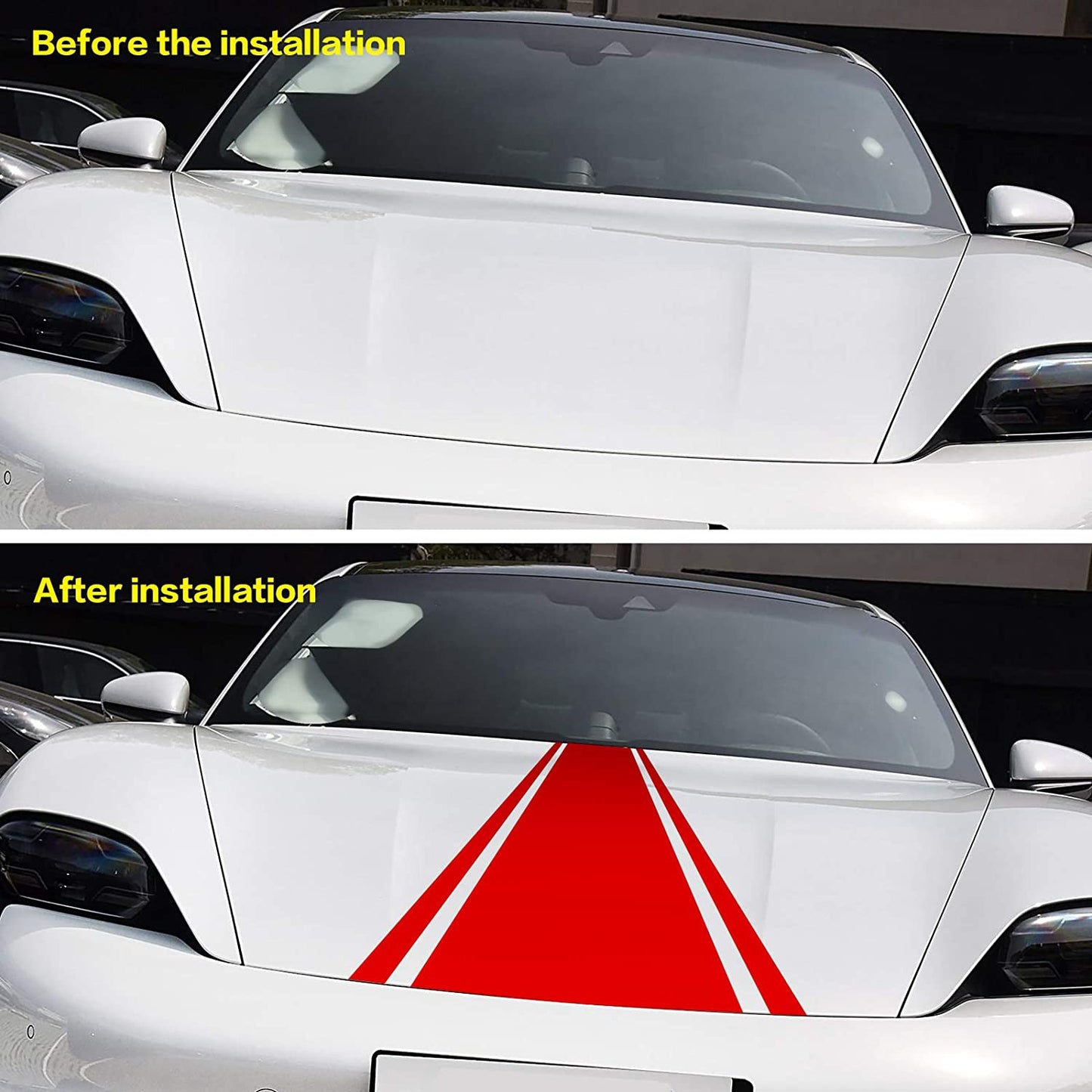 Car Hood Decal Sticker Universal Hood Racing Body Side Vinyl Modified Stripe Exterior Decal Decoration Red
