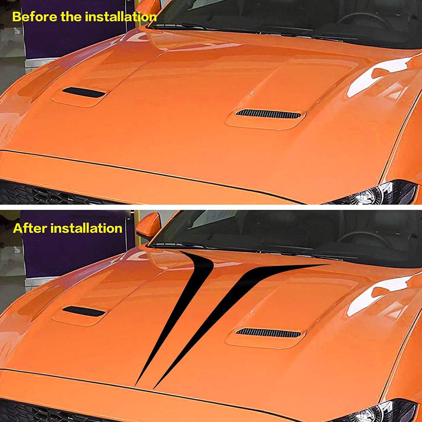 Car Hood Decal Sticker Universal Hood Racing Body Side Vinyl Modified Stripe Exterior Decoration Decal Black