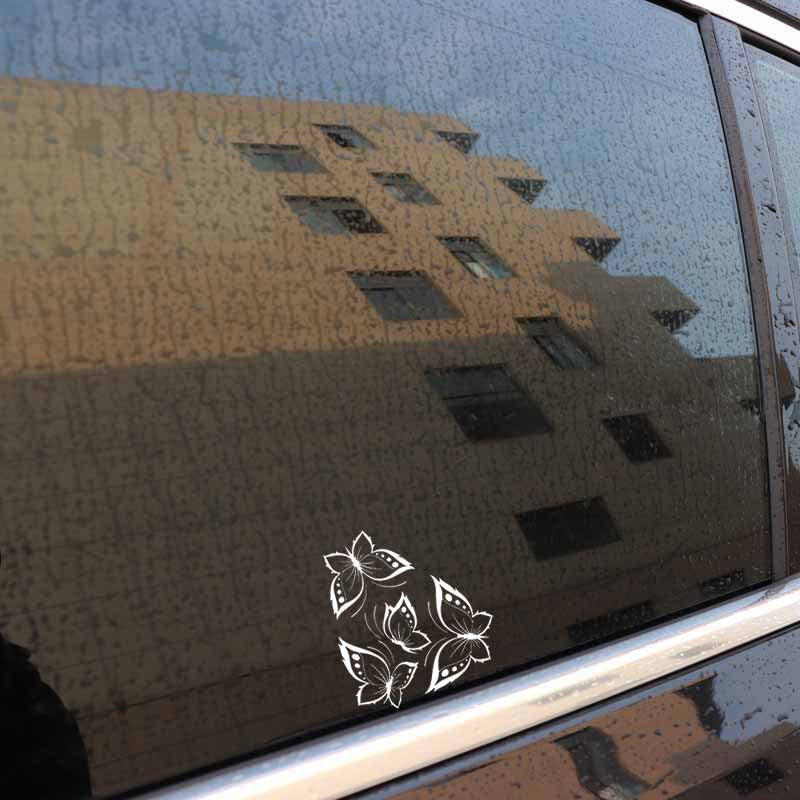 15.6CM*16.4CM Butterflies Car Stickers Beautiful Design For Vinyl Decal Black/Silver C24-0369