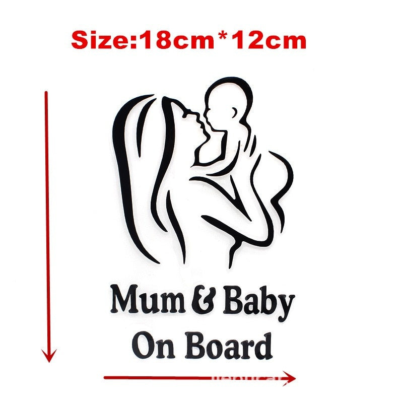 Car Accessories Mum Baby on Board Sticker Colorful Laser Decal