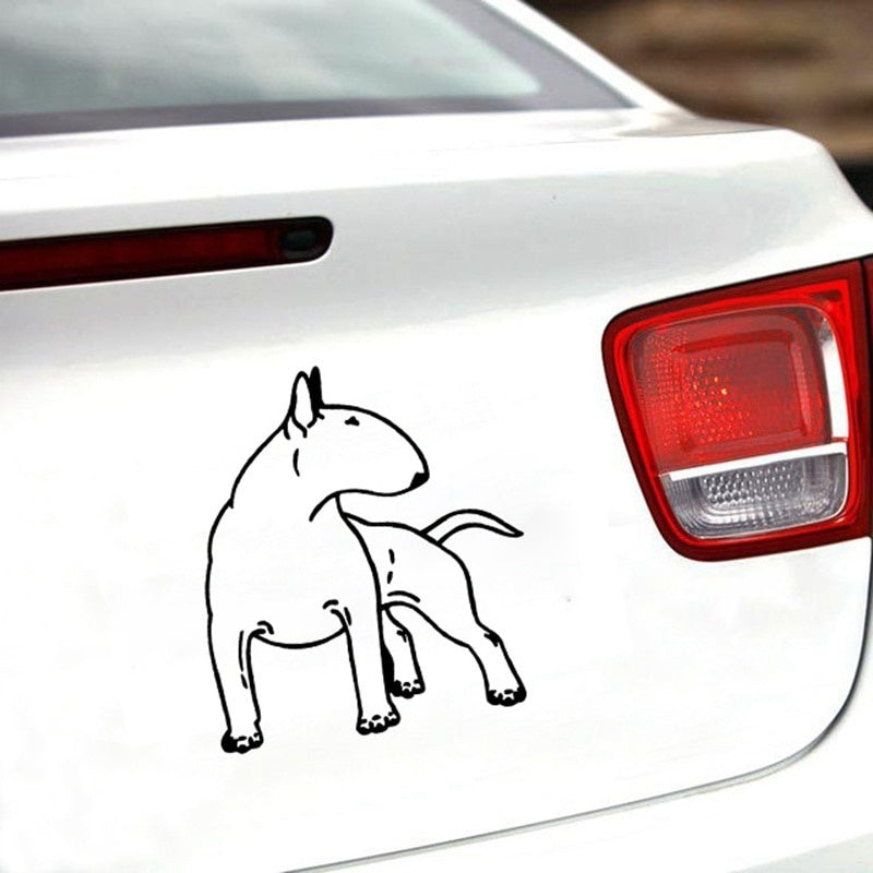 Car Sticker Vinyl 12.3*14cm Bull Terrier Dog Fun Dog Personal Sticker On Car Funny 3D Decal Motorcycle Stickers Car Styling