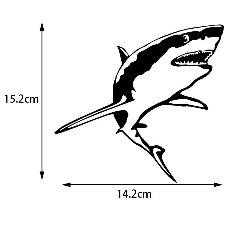 GREAT WHITE SHARK Vinyl Decal Funny Animal Fish Window Decoration Car Sticker 15.2*14.2CM Black/Silver/laser