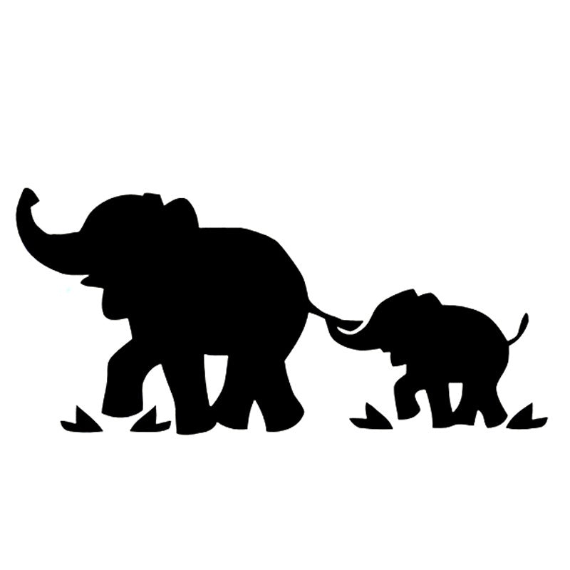 Cute elephant family happiness car sticker Waterproof Vinyl Motorcycle Parts Decal Black,Silver,Multicolor