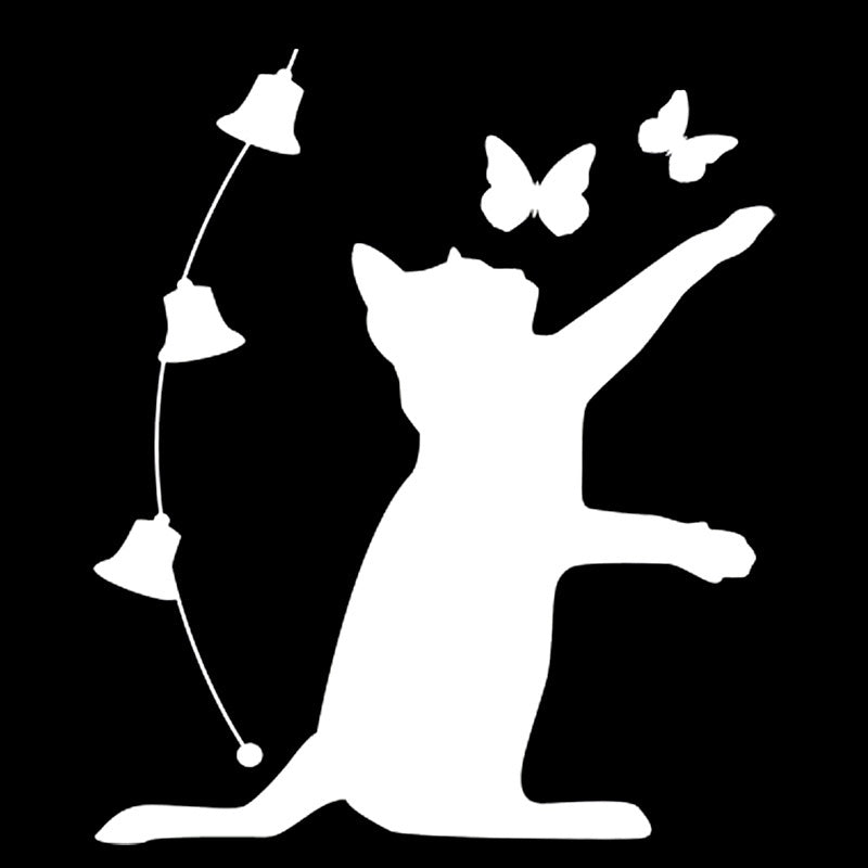 CAT butterfly Bells prints car Sticker Windows decal Black/White graphic sticker